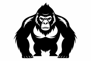 gorilla silhouette line art vector illustration with a white background