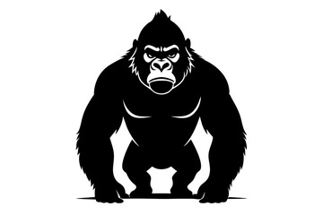gorilla silhouette line art vector illustration with a white background