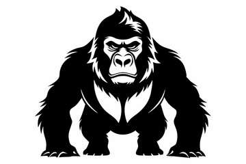 gorilla silhouette line art vector illustration with a white background