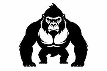 gorilla silhouette line art vector illustration with a white background
