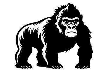 gorilla silhouette line art vector illustration with a white background