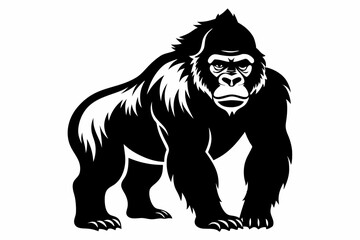 gorilla silhouette line art vector illustration with a white background