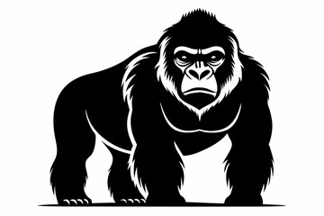 gorilla silhouette line art vector illustration with a white background