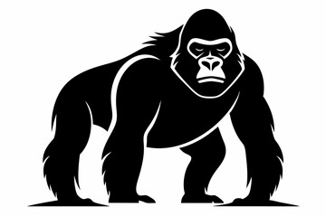 gorilla silhouette line art vector illustration with a white background