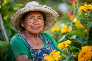 Portrait of a middle aged Mexican female gardener