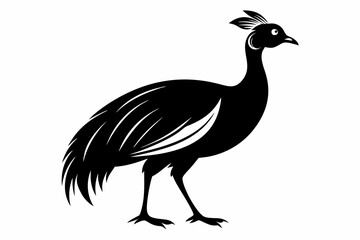 guineafowl silhouette line art vector illustration with a white background