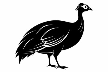 guineafowl silhouette line art vector illustration with a white background