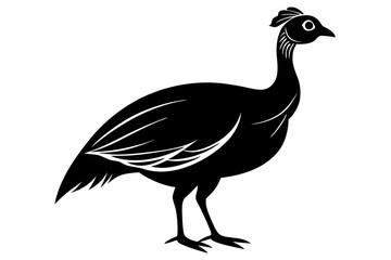 guineafowl silhouette line art vector illustration with a white background