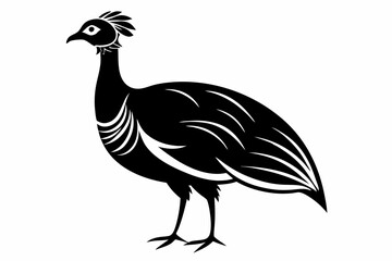 Naklejka premium guineafowl silhouette line art vector illustration with a white background