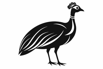 guineafowl silhouette line art vector illustration with a white background