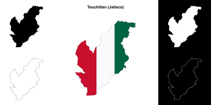 Teuchitlan municipality (Jalisco) outline map set