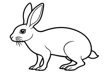 hare silhouette line art vector illustration with a white background