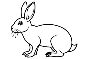 hare silhouette line art vector illustration with a white background