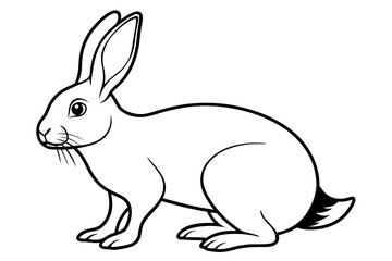 hare silhouette line art vector illustration with a white background
