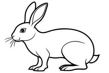 hare silhouette line art vector illustration with a white background