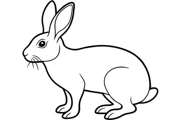 hare silhouette line art vector illustration with a white background