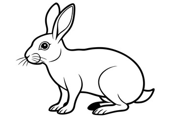 hare silhouette line art vector illustration with a white background