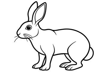 hare silhouette line art vector illustration with a white background