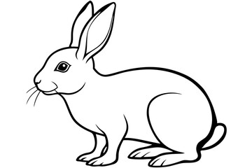 hare silhouette line art vector illustration with a white background
