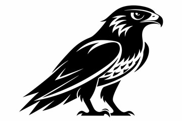 hawk silhouette line art vector illustration with a white background