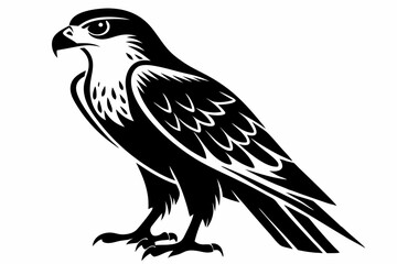hawk silhouette line art vector illustration with a white background