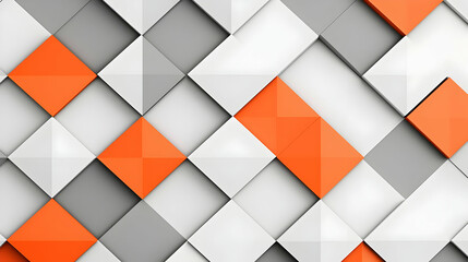 Abstract Geometric Pattern With Orange White And Gray Squares