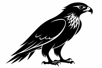 hawk silhouette line art vector illustration with a white background