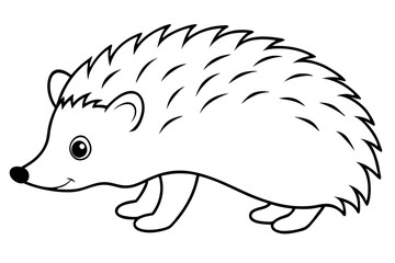 hedgehog silhouette line art vector illustration with a white background