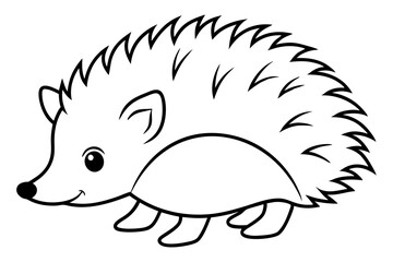 hedgehog silhouette line art vector illustration with a white background