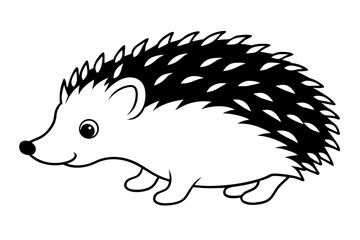 hedgehog silhouette line art vector illustration with a white background