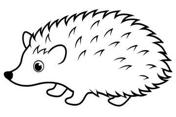 hedgehog silhouette line art vector illustration with a white background