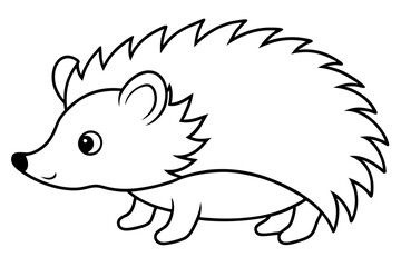 hedgehog silhouette line art vector illustration with a white background