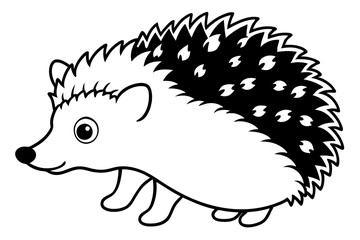 hedgehog silhouette line art vector illustration with a white background