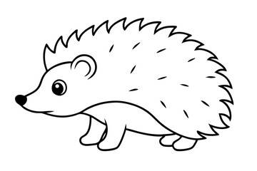 hedgehog silhouette line art vector illustration with a white background