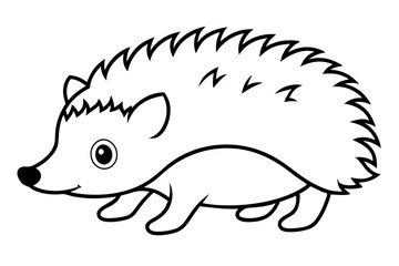 hedgehog silhouette line art vector illustration with a white background