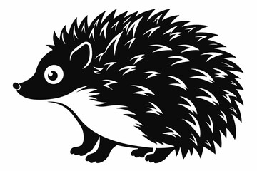 hedgehog silhouette line art vector illustration with a white background