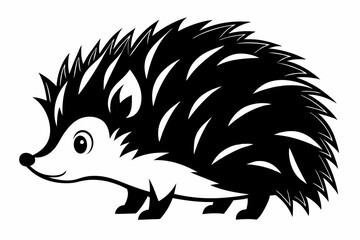 hedgehog silhouette line art vector illustration with a white background