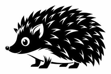 hedgehog silhouette line art vector illustration with a white background