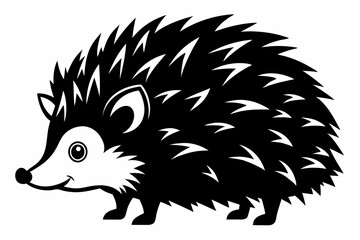 hedgehog silhouette line art vector illustration with a white background