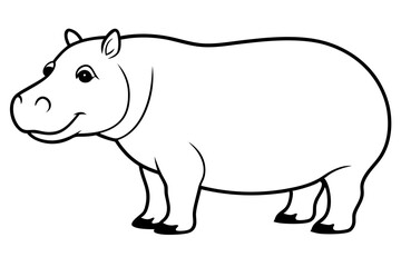 hippopotamus silhouette line art vector illustration with a white background