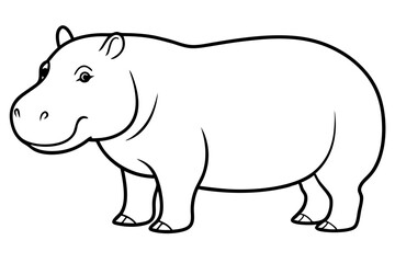hippopotamus silhouette line art vector illustration with a white background