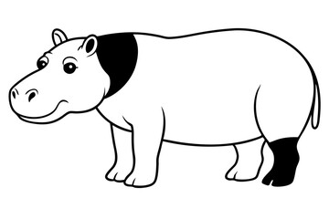 hippopotamus silhouette line art vector illustration with a white background