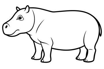 hippopotamus silhouette line art vector illustration with a white background