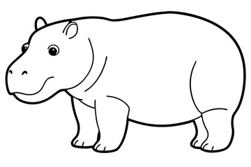 hippopotamus silhouette line art vector illustration with a white background
