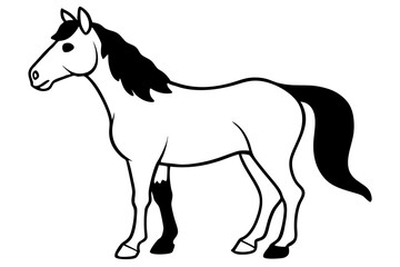 horse silhouette line art vector illustration with a white background