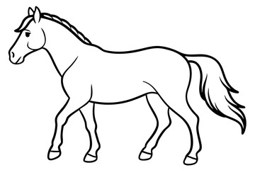 horse silhouette line art vector illustration with a white background