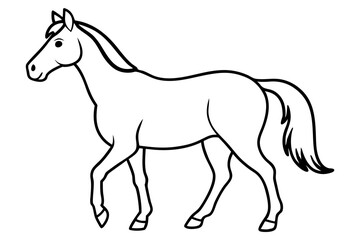 horse silhouette line art vector illustration with a white background