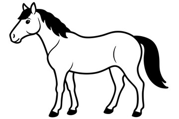 horse silhouette line art vector illustration with a white background