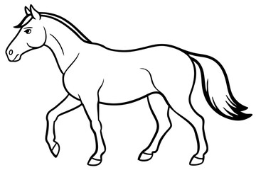 horse silhouette line art vector illustration with a white background