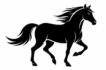 horse silhouette line art vector illustration with a white background